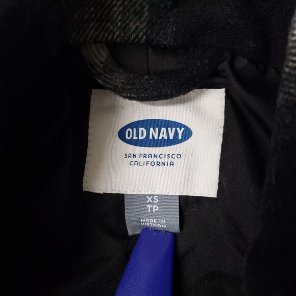 Old Navy XS Plaid Wool Blend Peacoat Black White Check Preppy Winter Warm Casual - Picture 5 of 7